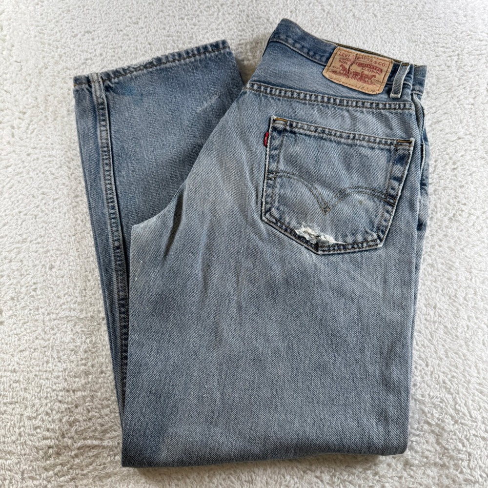 Vintage Levis 550 Mens 32x30 Tag 31x30 Fit Blue Relaxed Jeans Y2K Denim Distress